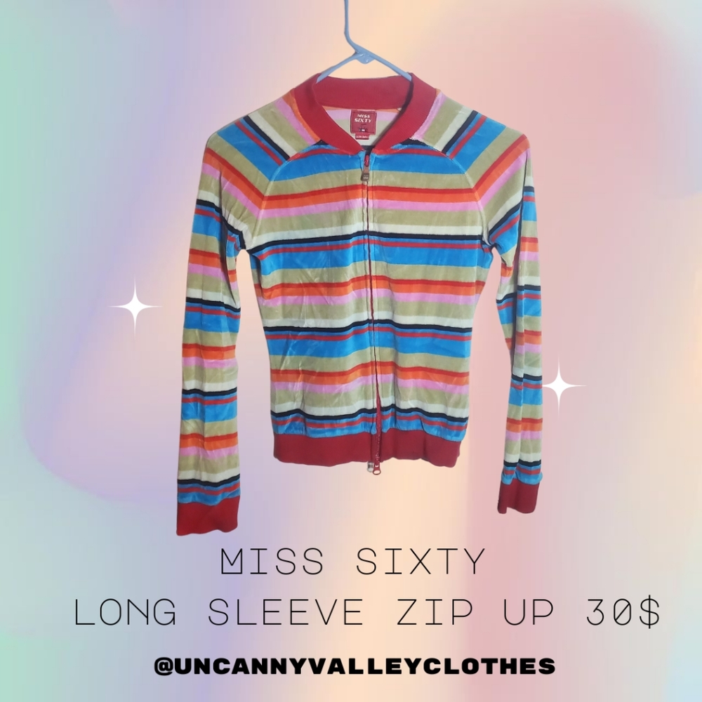 MISS SIXTY STRIPED ZIP UP LONG SLEEVE size XS